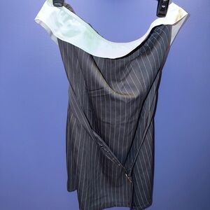 Fashion Nova Navy Pinstripe Dress